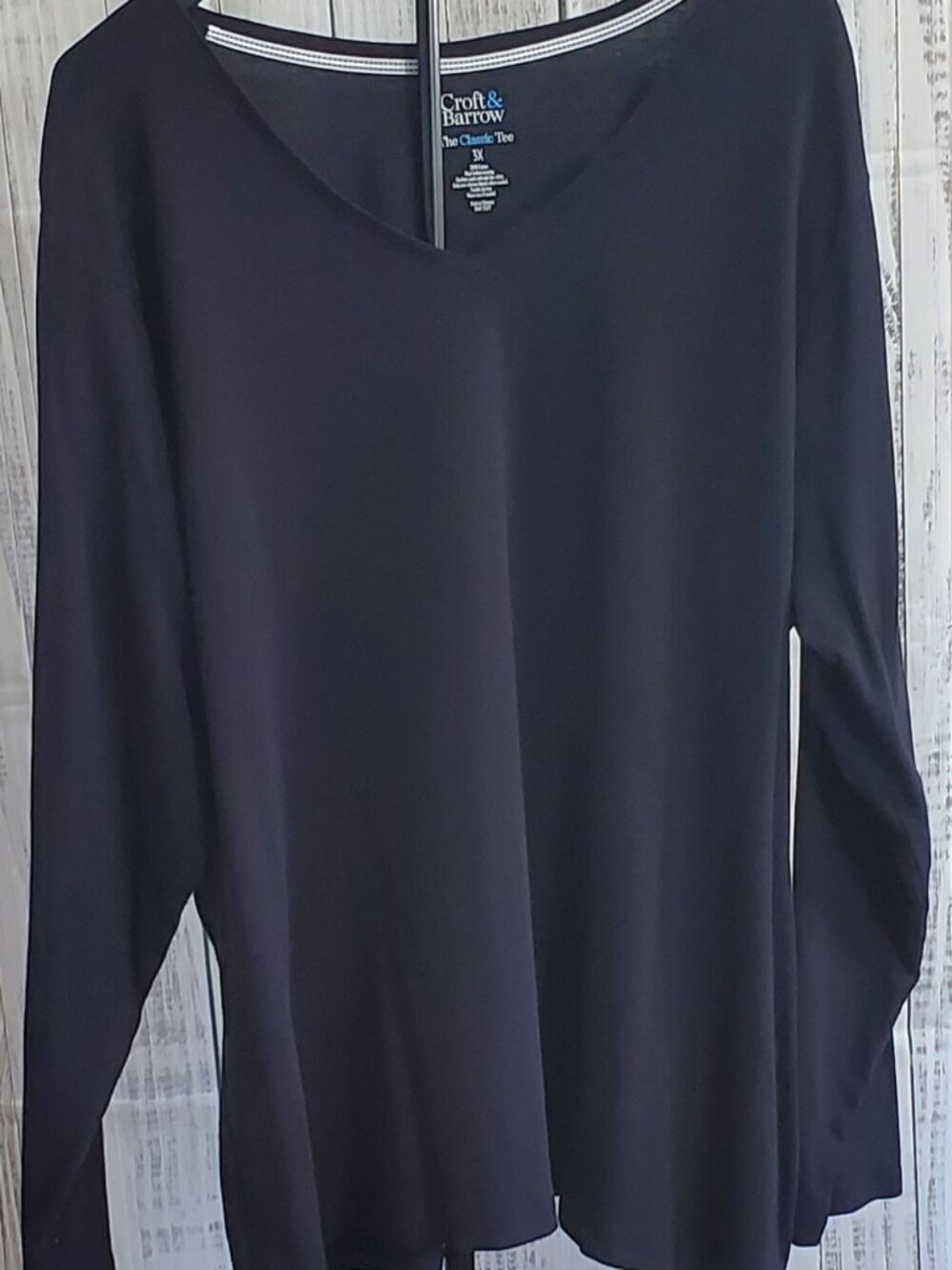 Croft and Barrow Classic Tee Long Sleeves Plus Size for Women Size 3T Black